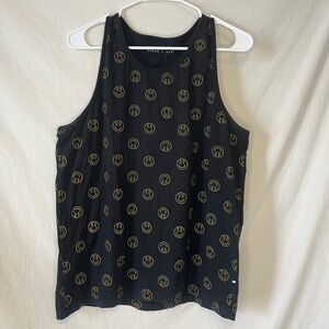 Edgar + Ash Black Smiley Face tank top shirt size medium